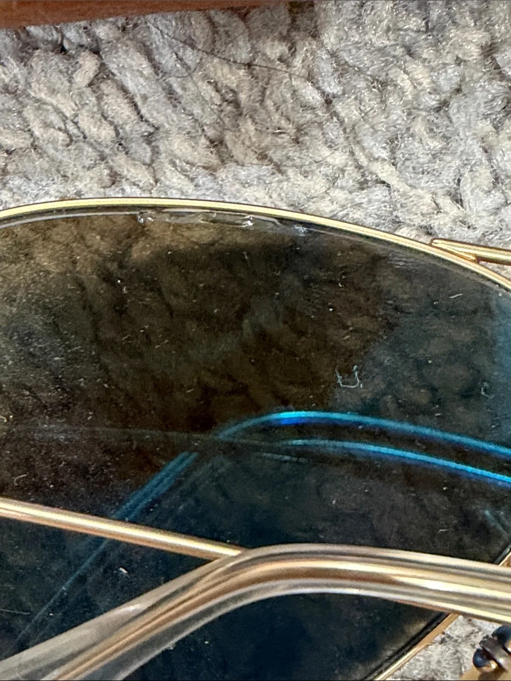 Ray-Ban Polarized Gold Frame Sunglasses with Blue Mirrored Lenses